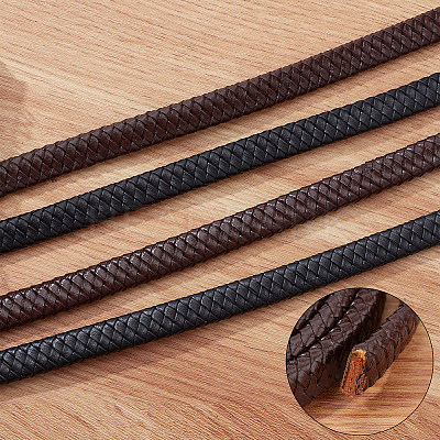 Flat Braided Leather Cord WL-WH0003-09A-1