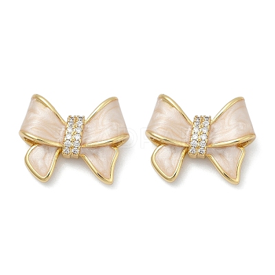 Brass Micro Pave Clear Cubic Zirconia Stud Earrings EJEW-H154-13G-1