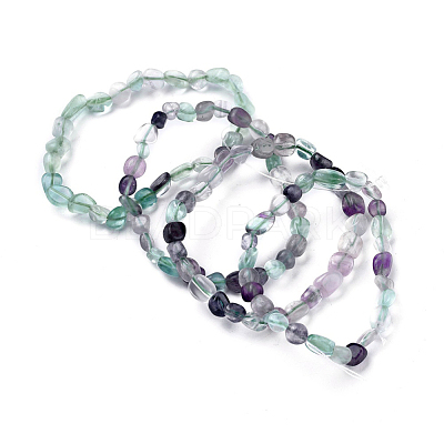 Natural Fluorite Bead Stretch Bracelets BJEW-K213-21-1