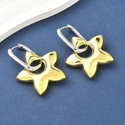 Star Brass Hoop Earrings for Women EJEW-U057-06C-03GP-1