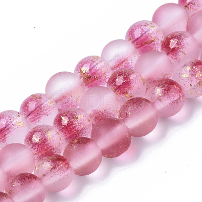 Frosted Spray Painted Glass Beads Strands GLAA-N035-03B-C04-1