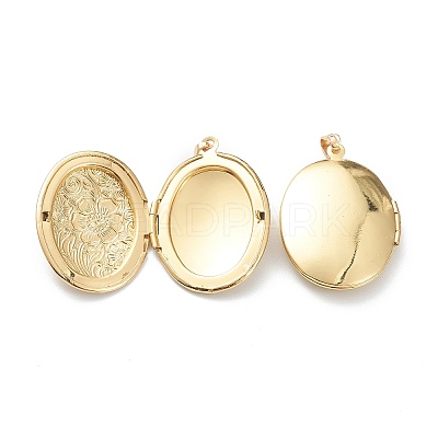 Brass Locket Pendants KK-P199-09G-1