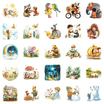 50Pcs Cartoon Fairy Tale Themes Paper Sticker STIC-C012-14-1