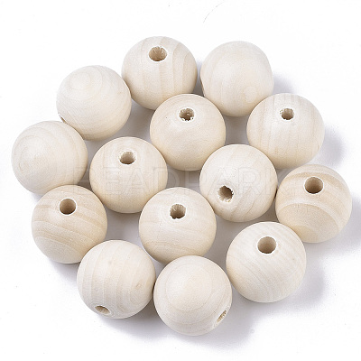 Unfinished Natural Wood Beads X-WOOD-S651-A30mm-LF-1