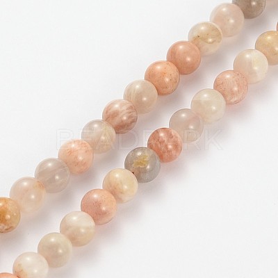 Natural Multi-Moonstone Beads Strands G-O030-8mm-10-1