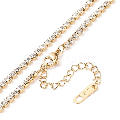 Crystal Rhinestone Heart Pendant Necklace with Tennis Chains X-NJEW-D296-04G-1