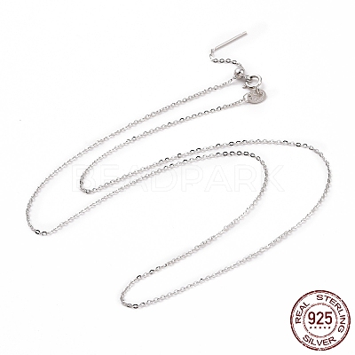 Anti-Tarnish Rhodium Plated 925 Sterling Silver Beadable Necklaces STER-I021-01P-1