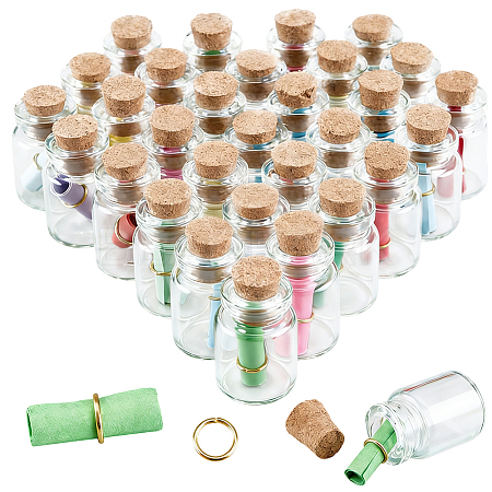 30Pcs Clear Glass Cork Wishing Bottles AJEW-SC0004-34-1