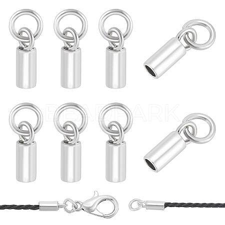 8Pcs Rhodium Plated Sterling Silver Cord Ends FIND-BC0014-09A-1