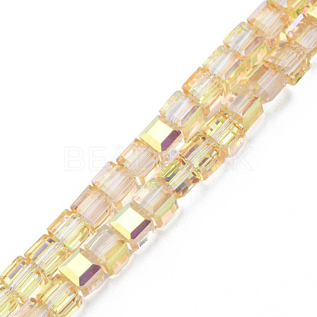 Electroplate Transparent Glass Beads Strands EGLA-N002-28-C07-1
