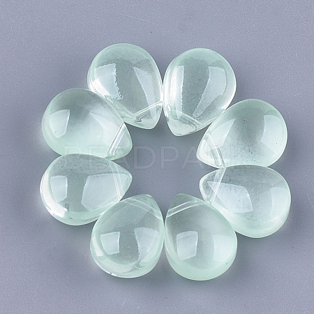 Transparent Spray Painted Glass Charms GLAA-S183-14D-1
