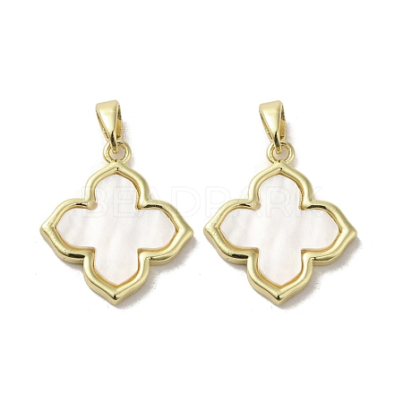 Brass Pave Shell Pendants KK-I708-14H-G-1