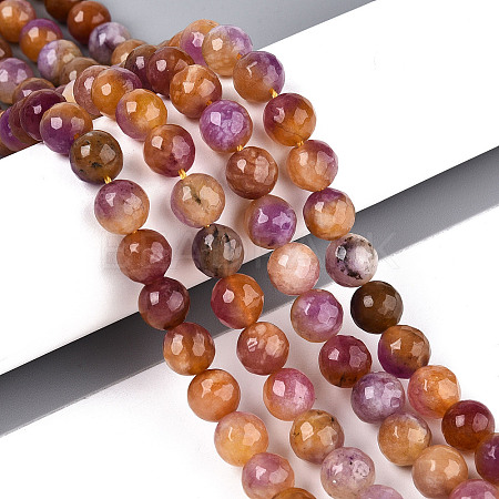 Dyed Natural White Jade Beads Strands G-T139-8mm-60-16-1