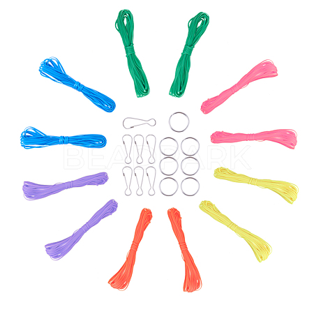  Plastic Lace Rope and Iron Split Key Rings/Key Clasp Finding DIY-NB0002-35-1