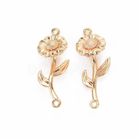 Brass Birth Flower Connector Charms KK-S364-231-1