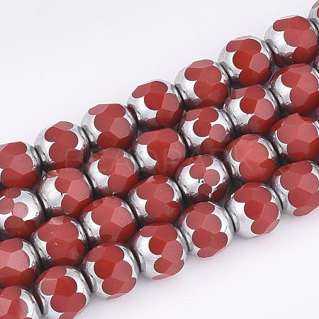 Electroplate Opaque Glass Beads Strands X-EGLA-T019-01A-1