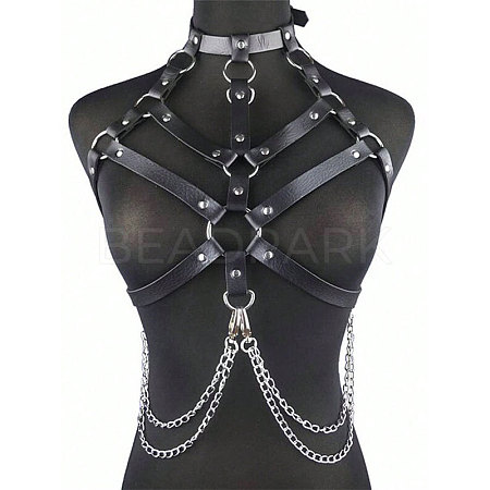 Black PU Leather Chest Harness Belts FS-WG16471-01-1