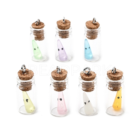 Halloween Glass Resin Wish Bottle Pendants FIND-Z103-04P-1