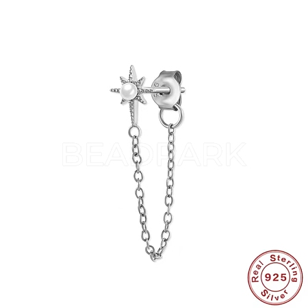 925 Sterling Silver Tassel Earrings Moon/Flower Earrings BD3845-10-1