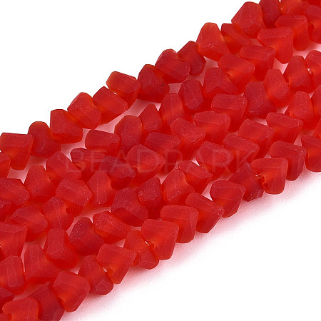 Frosted Transparent Glass Beads Strands GLAA-N016-4mm-08-1