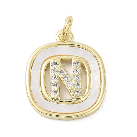 Rack Plating Brass Micro Pave Clear Cubic Zirconia Pendants KK-E102-33G-N-1