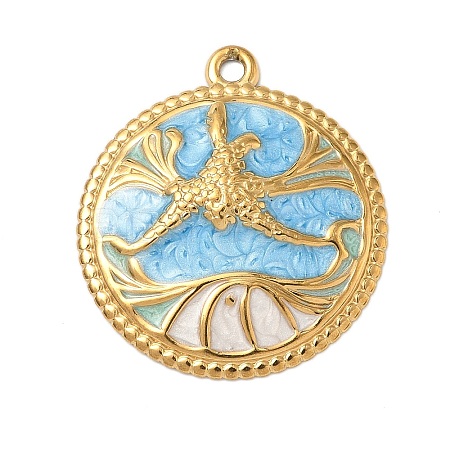 304 Stainless Steel Enamel Pendants STAS-A092-01B-G-1