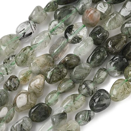 Natural Green Rutilated Quartz Beads Strands G-O-186-B-12A-1