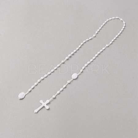 Plastic Rosary Bead Necklaces NJEW-WH0024-05E-1
