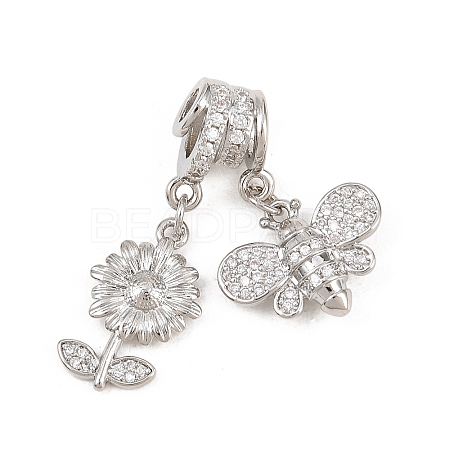 Spring Brass Pave Clear Cubic Zirconia Pendants KK-H268-13A-P-1
