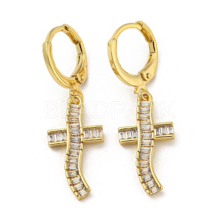 Real 18K Gold Plated Brass Dangle Leverback Earrings EJEW-A033-02G-03-1