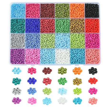 288G 24 Colors 8/0 Baking Paint K9 Glass Seed Beads SEED-FS0001-10-1