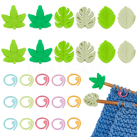 WADORN Leaf Silicone Knitting Needle Point Protectors DIY-WR0004-06-1
