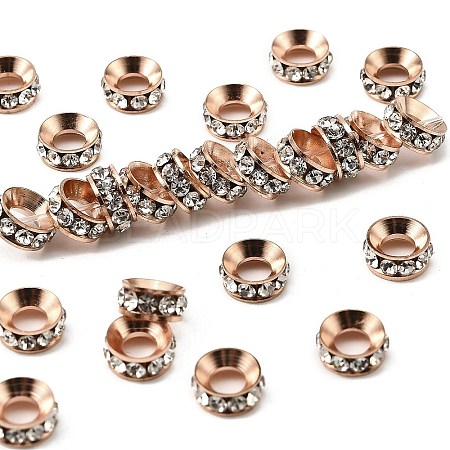 Brass Rhinestone Spacer Beads X-RB-A020-7mm-01RG-1