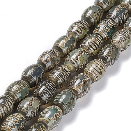 Tibetan Style dZi Beads Strands TDZI-E005-01H-1