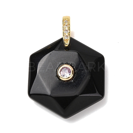 Natural Obsidian Faceted Pendants G-B188-03G-01-1