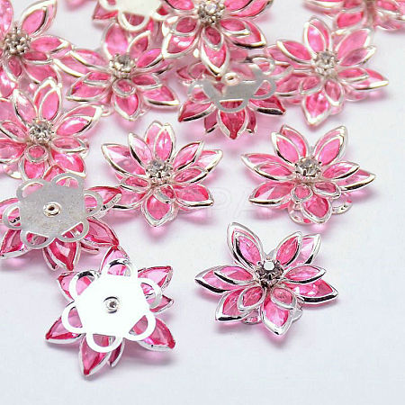 Acrylic Rhinestone Flower Flat Back Cabochons GACR-R016-17-1