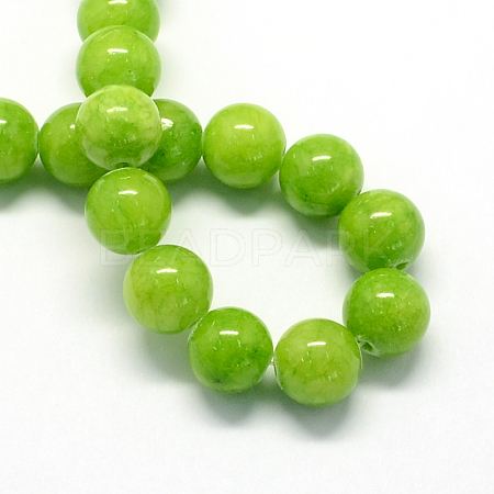 Natural Dyed Yellow Jade Gemstone Bead Strands X-G-R271-8mm-Y12-1