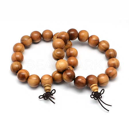 Peach Wood Stretch Bracelets BJEW-R059-15mm-05-1