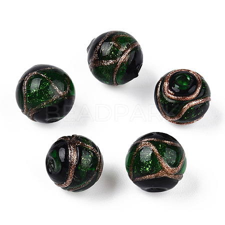 Handmade Gold Sand Lampwork Beads LAMP-T019-8mm-04-1