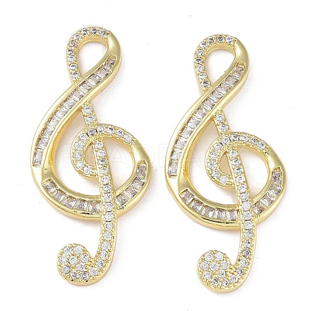 Rack Plating Brass Micro Pave Clear Cubic Zirconia Pendants KK-K341-45G-1
