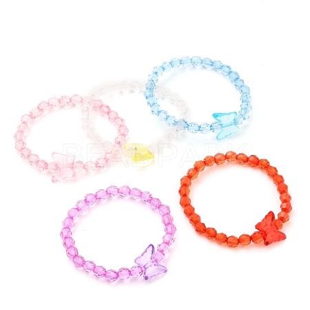Transparent Acrylic Beads Kids Bracelets BJEW-JB05537-1