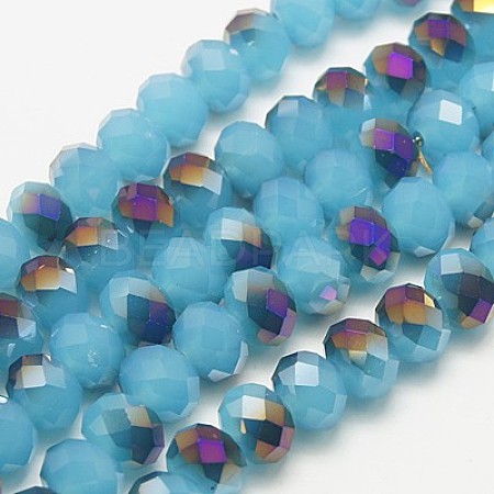 Electroplate Glass Faceted Rondelle Beads Strands X-EGLA-D020-10x8mm-40-1