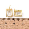 Brass Micro Pave Clear Cubic Zirconia Stud Earrings EJEW-C174-02D-G-5