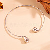 304 Stainless Steel Teardrop Open Cuff Choker Necklaces for Women NJEW-R003-01P-01-1