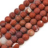 Frosted Natural Red Jasper Beads Strands G-C270-M01-10mm-2