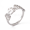 Non-Tarnish 201 Stainless Steel Hollow Out Dog Paw Prints Adjustable Ring for Women RJEW-K238-10P-3