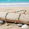 Beach Colorful Glass Beaded Alloy Heart Pendant Necklaces for Women NM2683-2