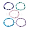 Mixed Gemstones Handmade Evil Eye Lampwork Beaded Stretch Bracelets BJEW-JB10208-1