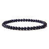 4mm Round Synthetic Blue Goldstone Beads Bracelet for Men KG3069-17-1