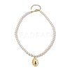 White Glass Pearl Beaded Necklaces NJEW-JN04652-04-4